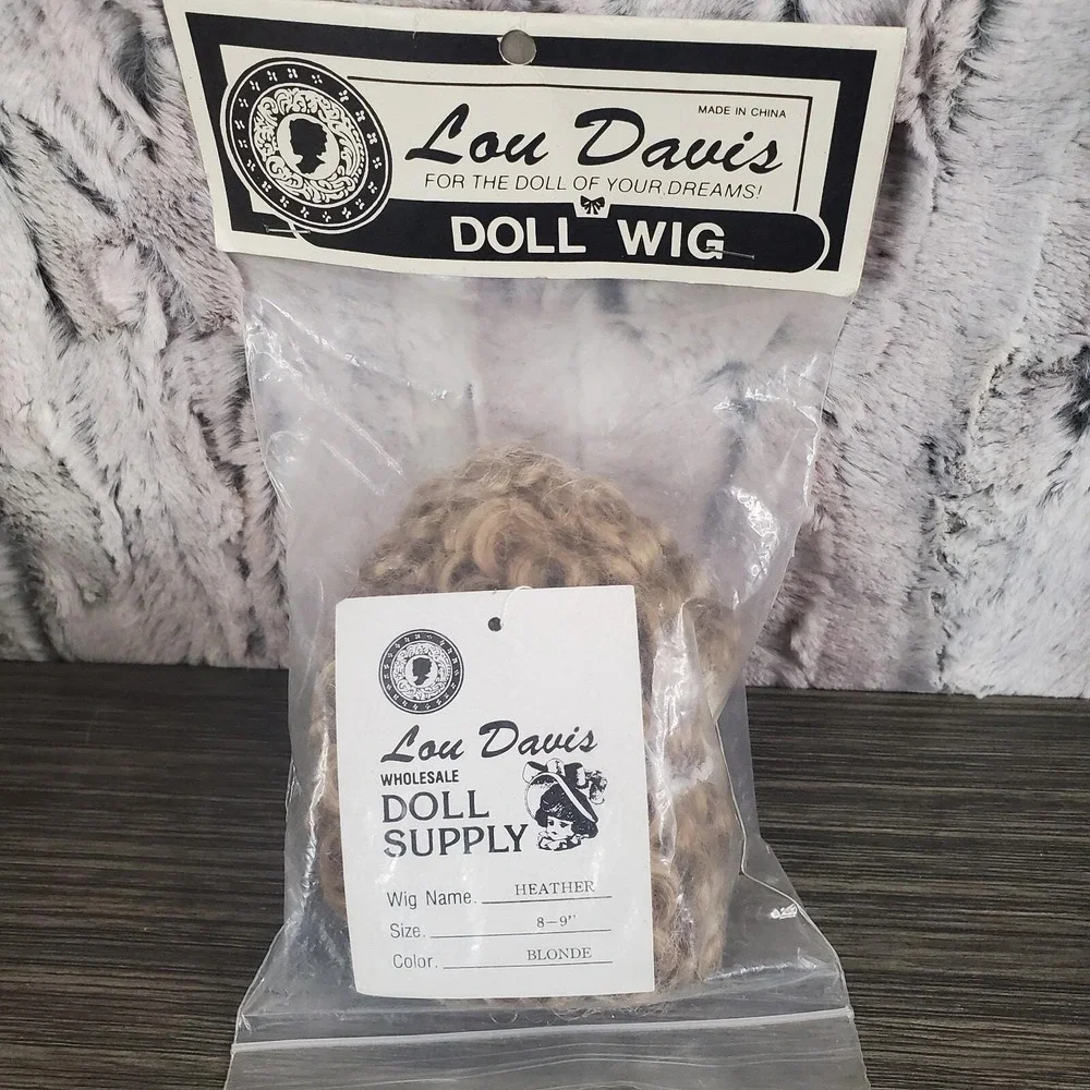 NOS Lou Davis Doll Wig - Heather, 8 - 9 Inch, Curly Blonde
